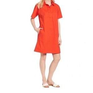 Eileen Fisher Orange Collared Short Sleeve Shift Dress Size S/P